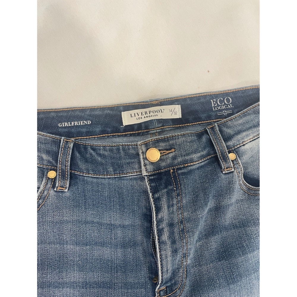 Liverpool Los Angeles Eco Logical The Girlfriend Jeans Raw Hem Medium Wash 14/32 - Picture 2 of 11